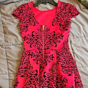 B Darlin Vibrant Red Dress with Black Accents